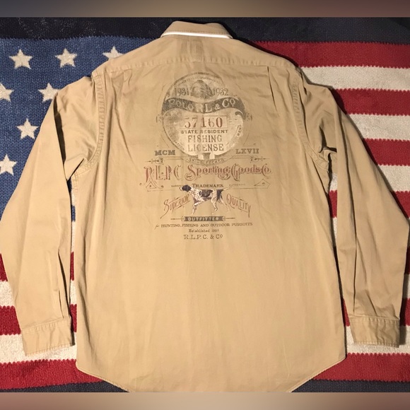 Vintage Ralph Lauren Polo RLPC Sportsman FISHING DOG HUNTING Shirt L Rlx Rod Usa - Picture 10 of 14